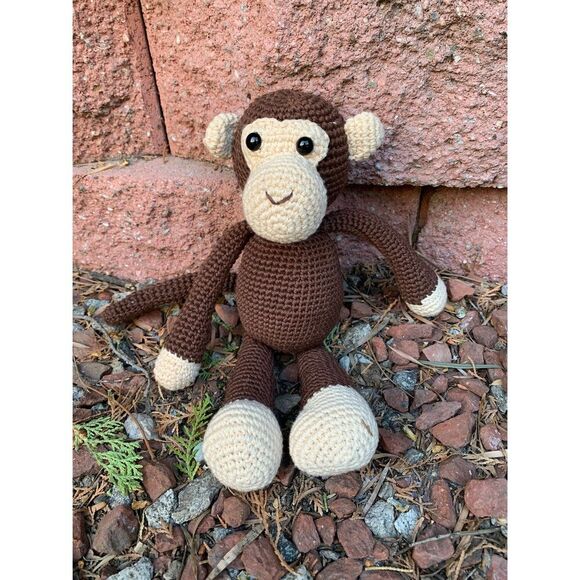 Crochet Mini Monkey Plush Toy Brown Monkey Stuffed Animal Handmade - Picture 3 of 3